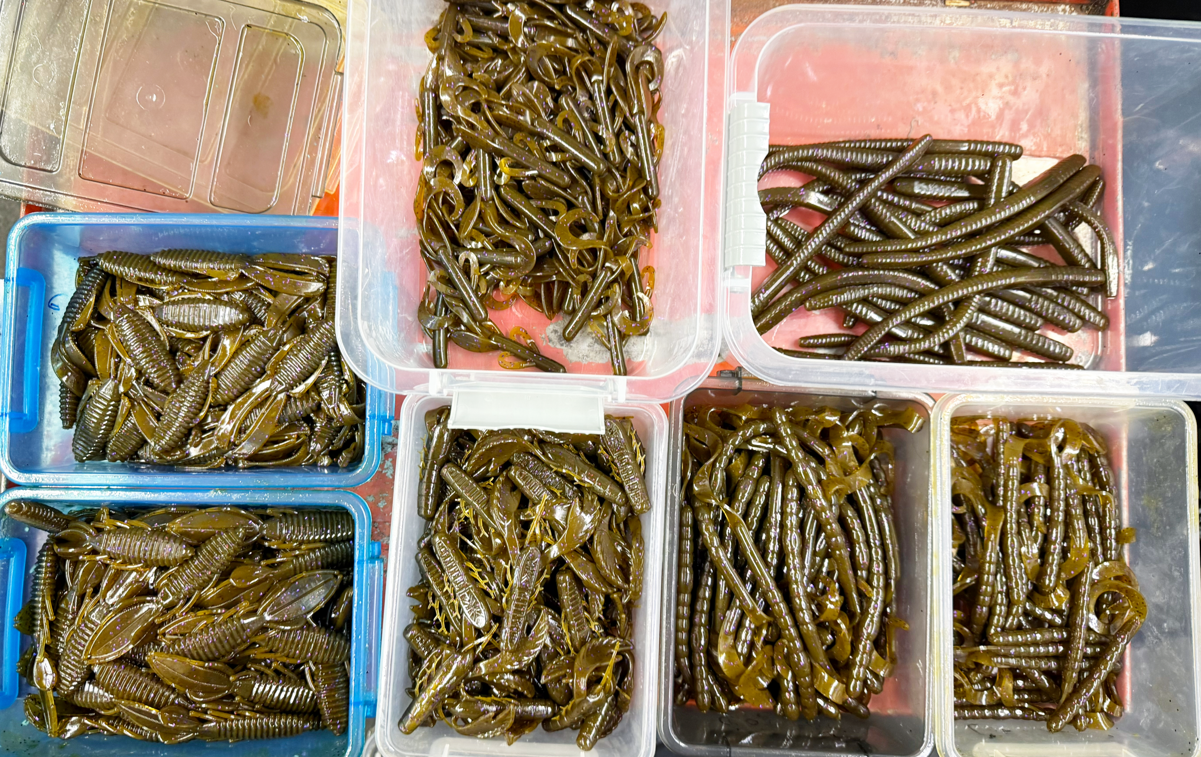 Friday Limited Run-Sample pack of Green Pumpkin Purple Mag Trick Worm, Assault Worms, Fury Bug, Hawg Craw, Baby Brush Hawg, and Brush Beater in one bag